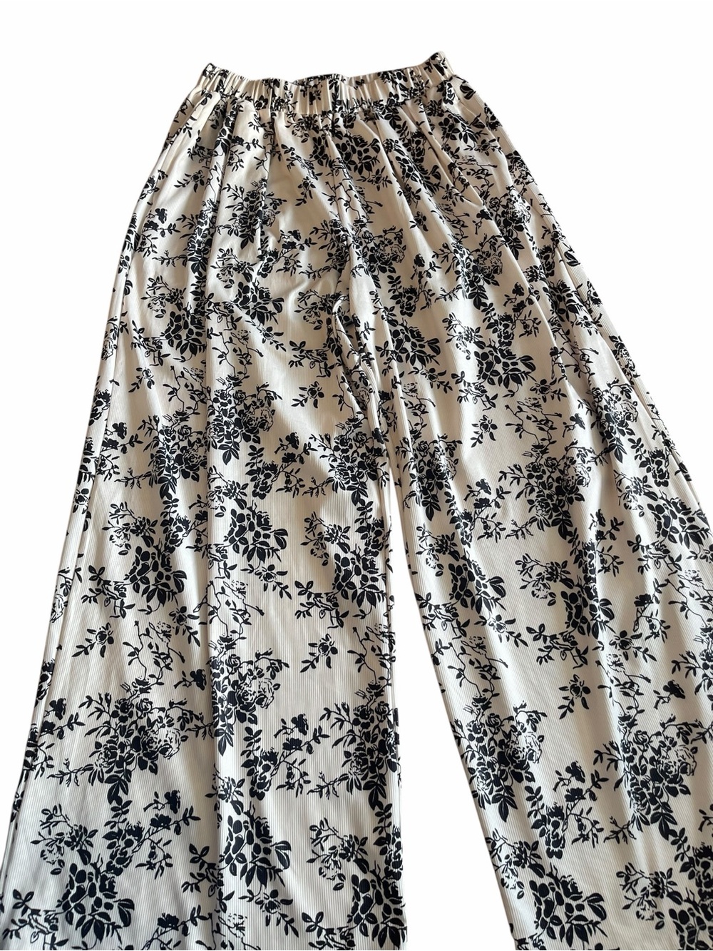 Cider Black Floral Wide-Leg Pants on White